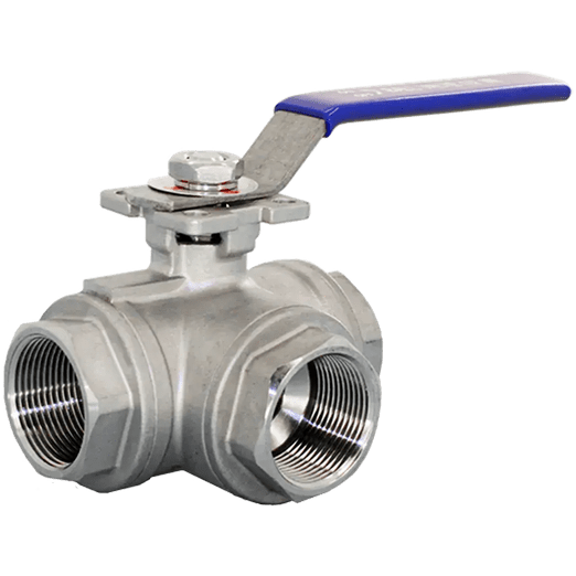 Кран шаровый трехходовой (T-тип) нержавеющий, AISI304 DN32 (1_1/4"), (CF8), PN40, NK-BTt32/4