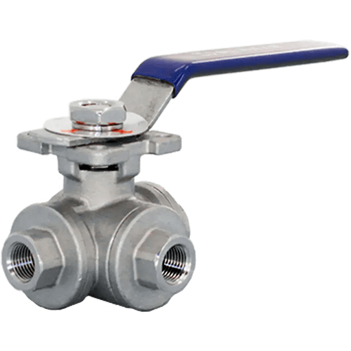 Кран шаровый трехходовой (T-тип) нержавеющий, AISI316 DN 8 (1/4"), (CF8M), PN40, NK-BTt8/6