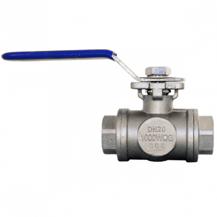 Кран шаровый трехходовой (L-тип) нержавеющий, AISI304 DN20 (3/4&quot;), (CF8), PN64, NK-BTl20/4