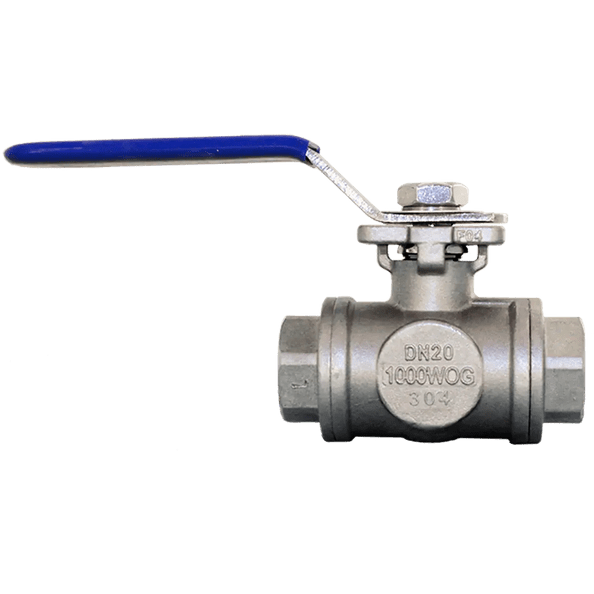 Кран шаровый трехходовой (L-тип) нержавеющий, AISI304 DN20 (3/4"), (CF8), PN64, NK-BTl20/4