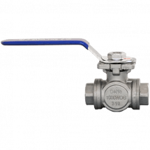 Кран шаровый трехходовой (T-тип) нержавеющий, AISI316 DN15 (1/2&quot;), (CF8M), PN40, NK-BTt15/6