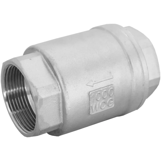 Обратный клапан муфтовый прямой нержавеющий, AISI304 DN40 (1_1/2"), (CF8), PN40, NK-CS40/4