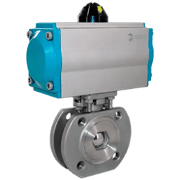 Кран шаровый межфланцевый, AISI304 DN32 (1_1/4"), с двухсторонним пневмоприводом AT63D, NK-BIFp32/4*AT63D