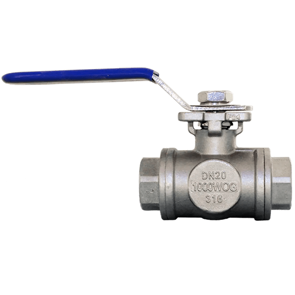 Кран шаровый трехходовой (T-тип) нержавеющий, AISI316 DN20 (3/4"), (CF8M), PN40, NK-BTt20/6