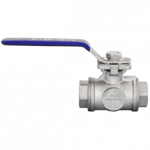 Кран шаровый трехходовой (T-тип) нержавеющий, AISI316 DN25 (1&quot;), (CF8M), PN40, NK-BTt25/6