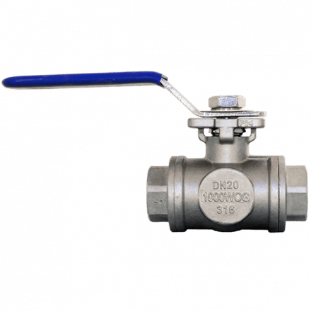Кран шаровый трехходовой (L-тип) нержавеющий, AISI316 DN20 (3/4&quot;), (CF8M), PN64, NK-BTl20/6