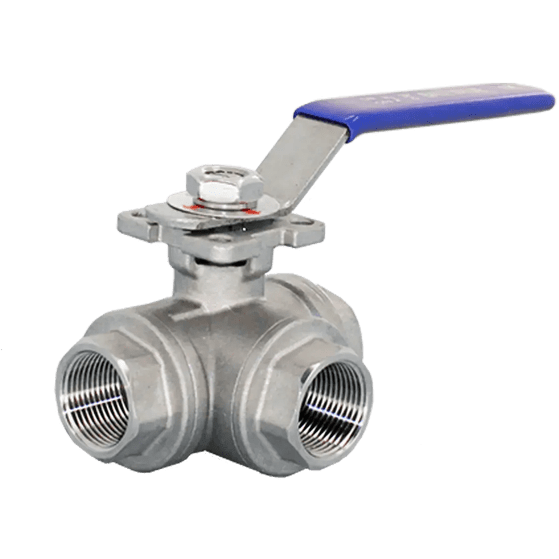 Кран шаровый трехходовой (L-тип) нержавеющий, AISI316 DN20 (3/4"), (CF8M), PN64, NK-BTl20/6