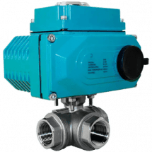 Кран шаровый трёхходовой L-тип, AISI316 DN20 (3/4&quot;), с электроприводом AC 220V (С-03), NK-BTl20/6*PEAH30