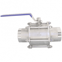 Кран шаровый приварной трехсоставной нержавеющий (3PC), AISI304 DN 100 (4&quot;), (CF8), PN16, NK-BE100/4