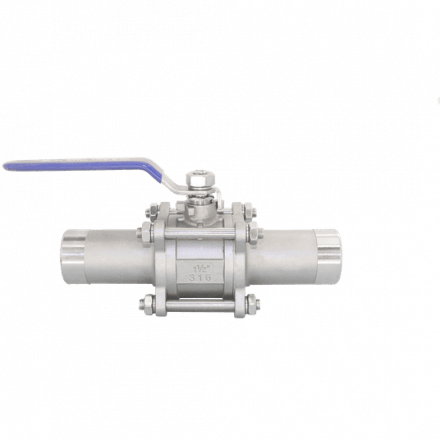 Кран шаровый приварной трехсоставной нержавеющий (3PC), AISI316 DN40 (1_1/2&quot;), (CF8M), PN40, NK-BE40/6