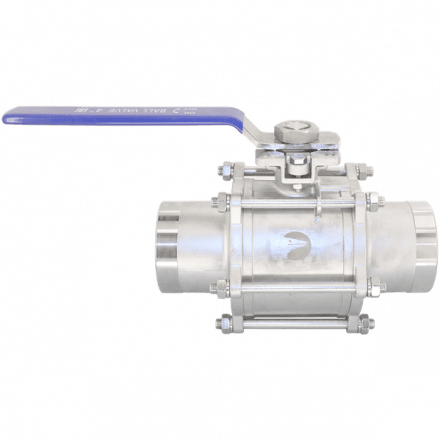Кран шаровый приварной трехсоставной под привод нержавеющий (3PC), AISI304 DN100 (4&quot;), (CF8), PN16, NK-BEp100/4