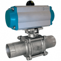 Кран шаровый приварной, AISI304 DN25 (1&quot;), с двухсторонним пневмоприводом AT63D, NK-BEp25/4*AT63D