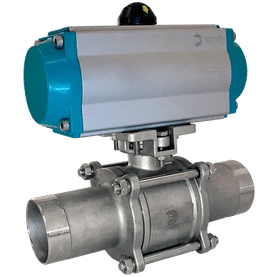 Кран шаровый приварной, AISI304 DN25 (1"), с двухсторонним пневмоприводом AT63D, NK-BEp25/4*AT63D