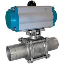 Кран шаровый приварной, AISI304 DN32 (1_1/4&quot;), с двухсторонним пневмоприводом AT63D, NK-BEp32/4*AT63D