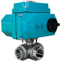 Кран шаровый трёхходовой L-тип, AISI316 DN40 (1_1/2&quot;), с электроприводом AC 24V (С-05), NK-BTl40/6*PEAL50