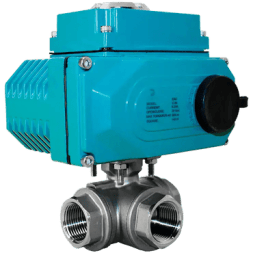 Кран шаровый трёхходовой L-тип, AISI316 DN40 (1_1/2"), с электроприводом AC 24V (С-05), NK-BTl40/6*PEAL50