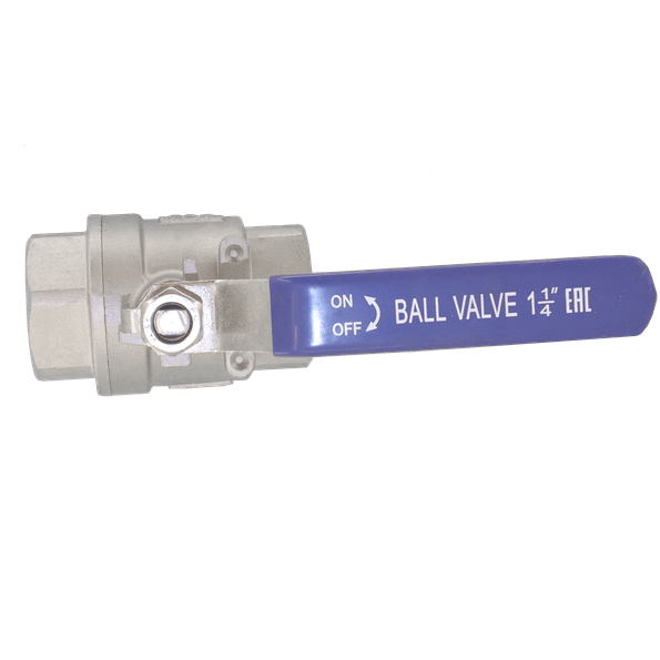 Кран шаровый муфтовый двусоставной нержавеющий (2PC), AISI316 DN32 (1_1/4"), (CF8M), PN40, NK-BMH32/6