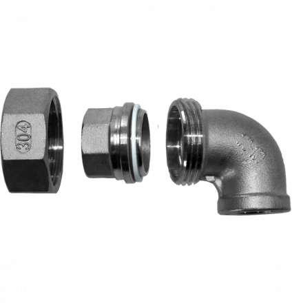 Американка угловая вр/вр нержавеющая, AISI304 DN15 (1/2&quot;), (CF8), PTFE, PN16, NK-ADY15/4