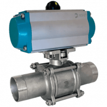 Кран шаровый приварной, AISI304 DN50 (2&quot;), с двухсторонним пневмоприводом AT83D, NK-BEp50/4*AT83D