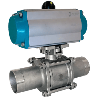 Кран шаровый приварной, AISI304 DN50 (2"), с двухсторонним пневмоприводом AT83D, NK-BEp50/4*AT83D