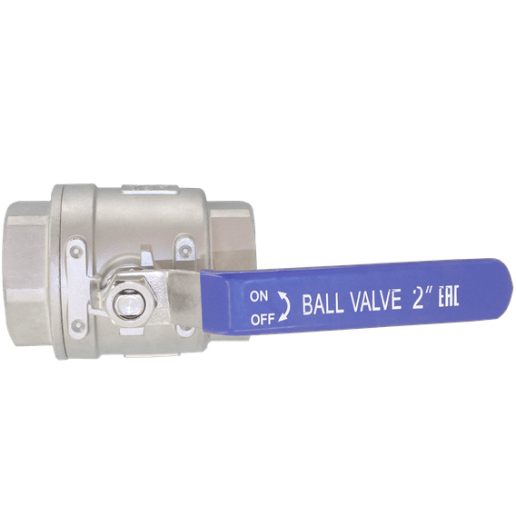 Кран шаровый муфтовый двусоставной нержавеющий (2PC), AISI304 DN50 (2"), (CF8), PN40, NK-BMH50/4