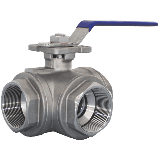 Кран шаровый трехходовой (L-тип) нержавеющий, AISI316 DN50 (2"), (CF8M), PN40, NK-BTl50/6