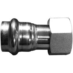 Пресс-соединитель прямой с накидной гайкой нержавеющий, AISI304 DN15x18mm (1/2"x18mm), CF8, PN16, NK-PAN15*18/4