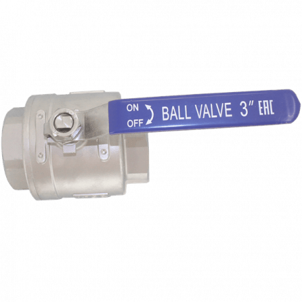 Кран шаровый муфтовый двусоставной нержавеющий (2PC), AISI304 DN80 (3&quot;), (CF8), PN25, NK-BMH80/4