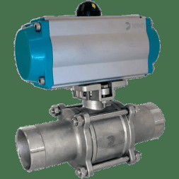 Кран шаровый приварной, AISI304 DN80 (3"), с двухсторонним пневмоприводом AT92D, NK-BEp80/4*AT92D