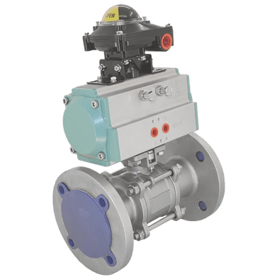 Кран шаровый фланцевый (3PC) , DN 100 (4"), AISI304, PN16, с двухсторонним пневмоприводом AT125D, NK-BFp100/4*AT125D