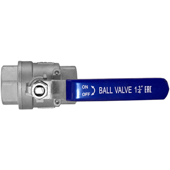 Кран шаровый муфтовый двусоставной нержавеющий (2PC), AISI316 DN32 (1_1/4"), (CF8M), PN40, NK-BML32/6