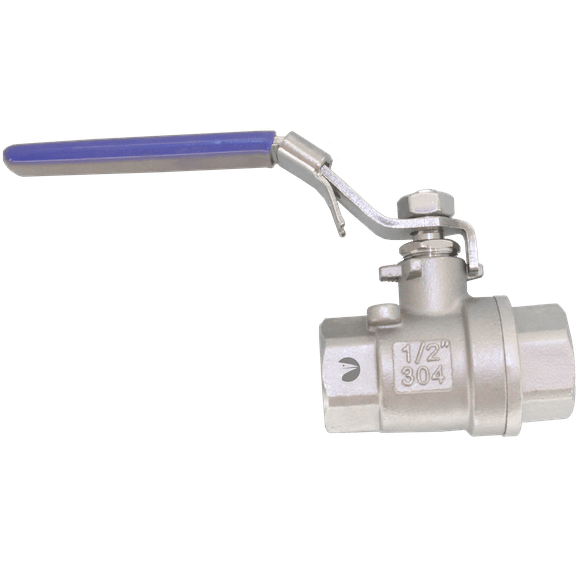 Кран шаровый муфтовый двусоставной с фиксатором нержавеющий (2PC), AISI304 DN15 (1/2"), (CF8), PN64, NK-BMLf15/4