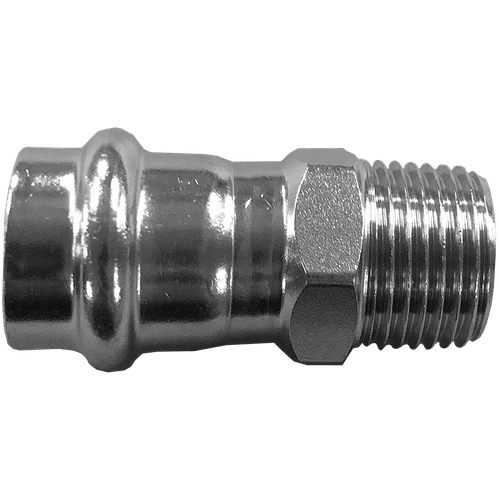 Пресс-соединитель прямой с наружней резьбой нержавеющий, AISI304 DN20x18mm (3/4"x18mm'), CF8, PN16, NK-PAM20*18/4