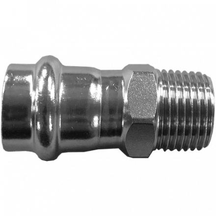 Пресс-соединитель прямой с наружней резьбой нержавеющий, AISI304 DN20x22mm (3/4&quot;x22mm), CF8, PN16, NK-PAM20*22/4