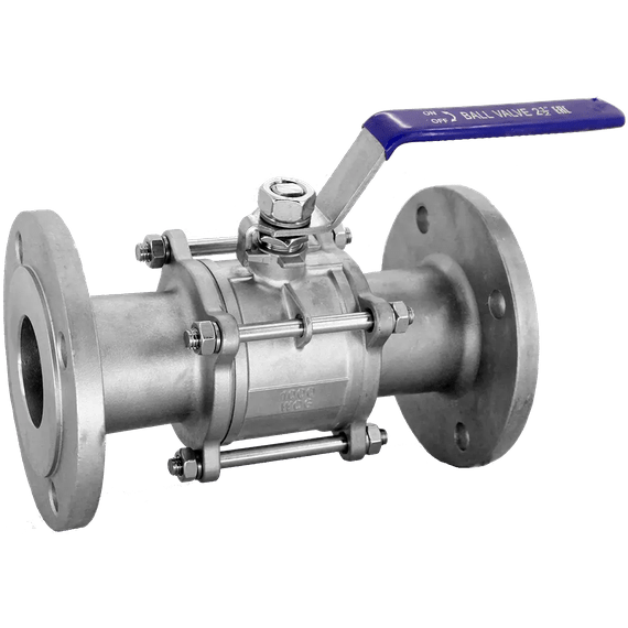 Кран шаровый фланцевый трехсоставной нержавеющий (3PC), AISI316 DN65 (2_1/2"), (CF8M), PN16, NK-BF65/6