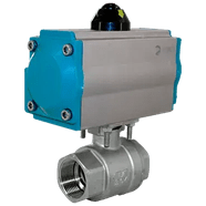 Кран шаровый муфтовый (2PC), AISI304 DN15 (1/2"), с двухсторонним пневмоприводом AT52D, NK-BMp15/4*AT52D