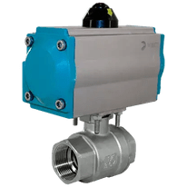 Кран шаровый муфтовый (2PC), AISI304 DN20 (3/4"), с двухсторонним пневмоприводом AT52D, NK-BMp20/4*AT52D