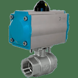 Кран шаровый муфтовый (2PC), AISI304 DN32 (1_1/4"), с двухсторонним пневмоприводом AT63D, NK-BMp32/4*AT63D