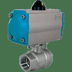 Кран шаровый муфтовый (2PC), AISI304 DN40 (1_1/2"), с двухсторонним пневмоприводом AT75D, NK-BMp40/4*AT75D